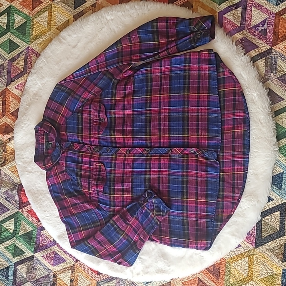 Wild Fable Pink Colorful Oversized Casual Button Down Long Sleeve Top M